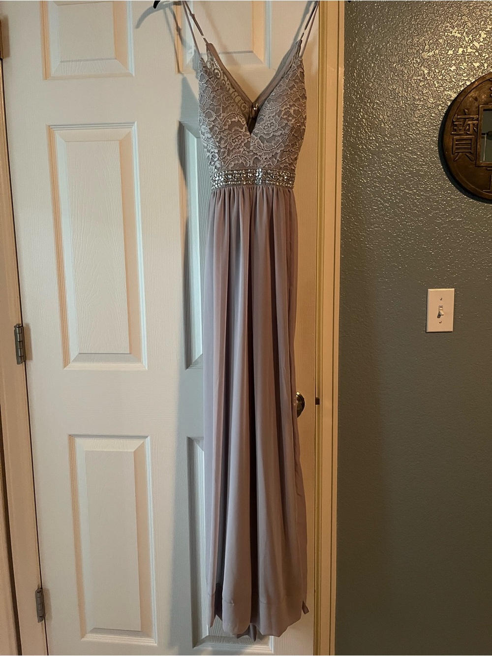 Lavender Lace Bodice Chiffon Gown by Emerald Sundae